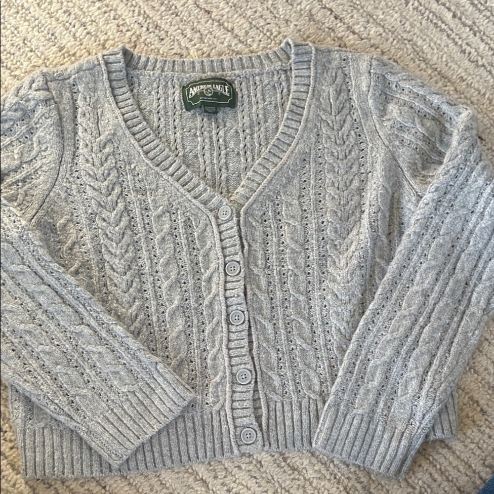 American Eagle Outfitters Gray Cable Knit Cardigan Women’s XL